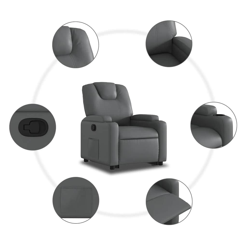 vidaXL Stand up Recliner Chair Grey Faux Leather