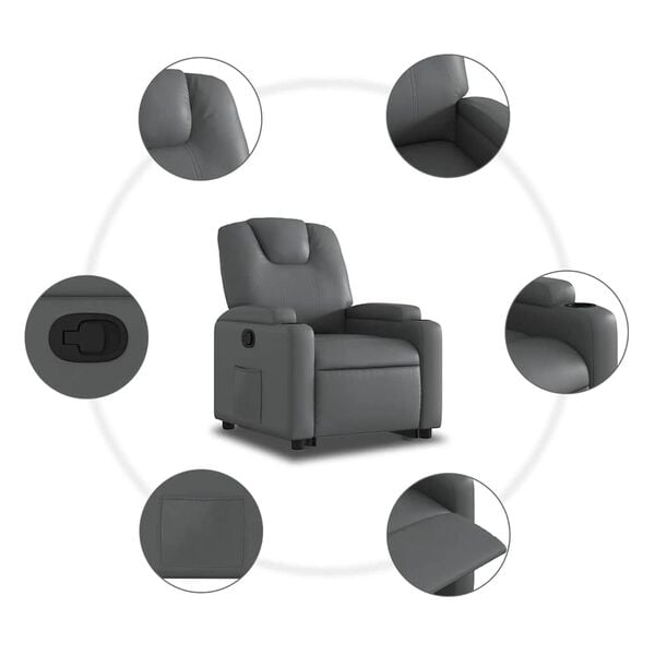 vidaXL Stand up Recliner Chair Grey Faux Leather