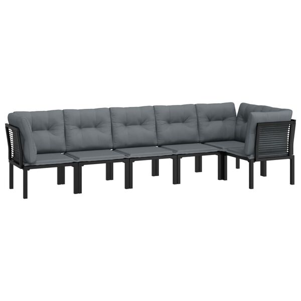 vidaXL 6 Piece Garden Lounge Set Black and Grey Poly Rattan