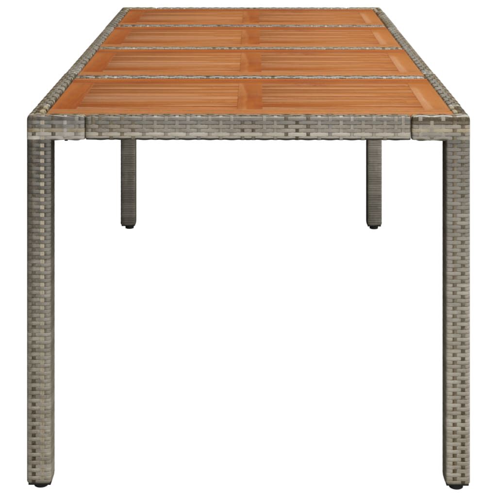vidaXL Garden Table with Wooden Top Grey 190x90x75 cm Poly Rattan
