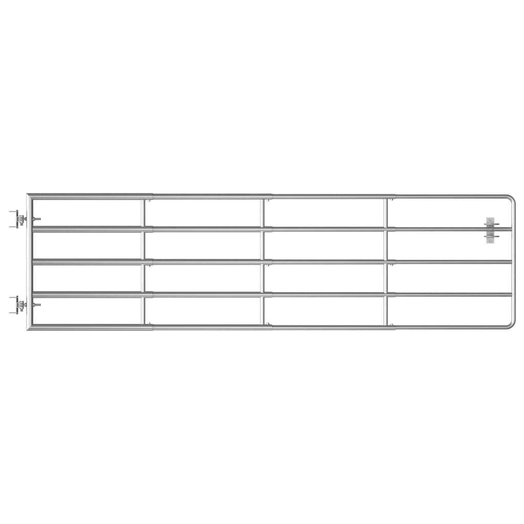 vidaXL 5 Bar Field Gate Steel (115-300)x90 cm Silver