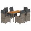vidaXL 7 Piece Garden Dining Set with Cushions Grey Poly Rattan