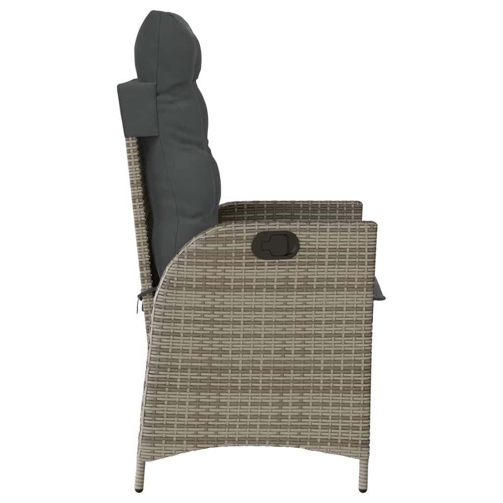 vidaXL 3 Piece Bistro Set with Cushions Grey Poly Rattan