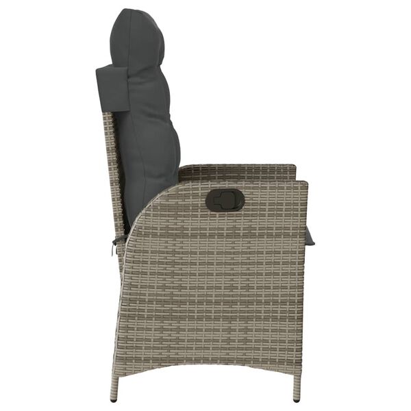 vidaXL 3 Piece Bistro Set with Cushions Grey Poly Rattan