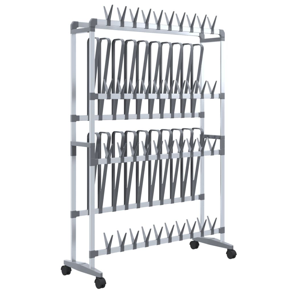 vidaXL Shoe Rack with Wheels Silver 89x27x120 cm