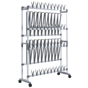 vidaXL Shoe Rack with Wheels Silver 89x27x120 cm