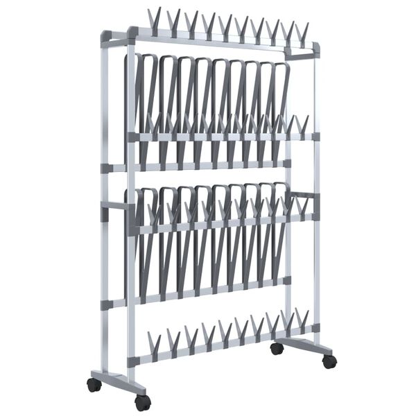 vidaXL Shoe Rack with Wheels Silver 89x27x120 cm
