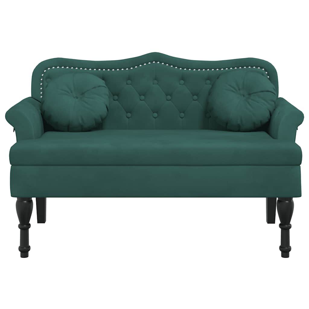 vidaXL Bench with Cushions Dark Green 120.5x65x75 cm Velvet