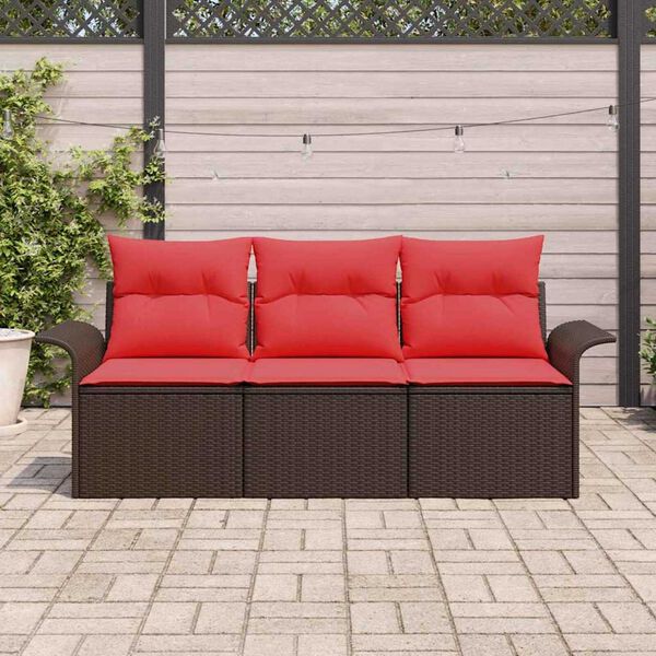 vidaXL Garden Sofa Set 3 pcs Brown 196 x 62 x 85cm Poly Rattan
