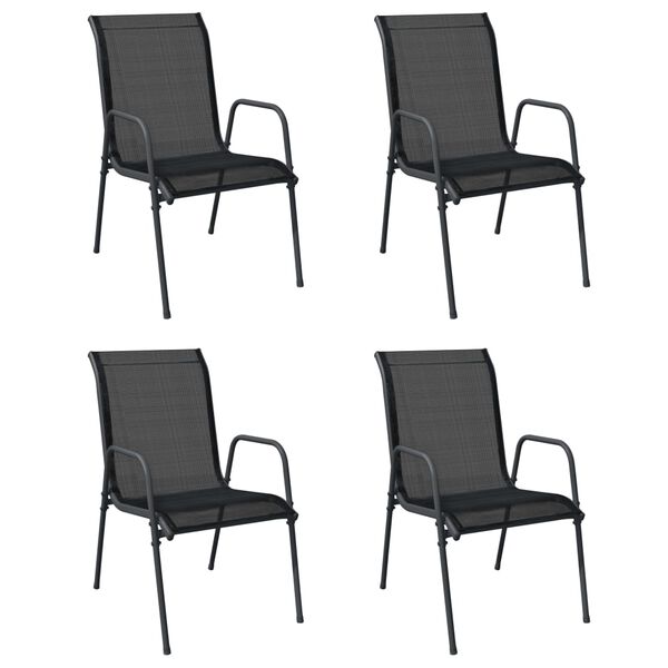 vidaXL Garden Chairs 4 pcs Steel and Textilene Black