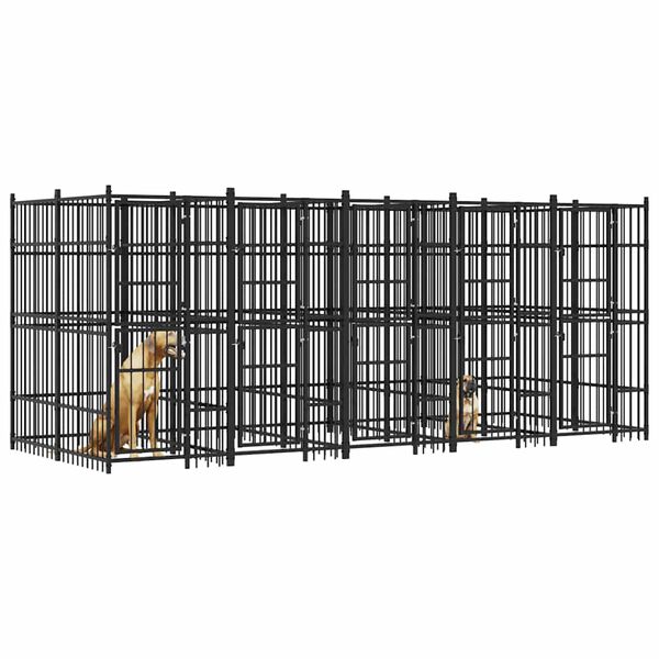 vidaXL Outdoor Dog Kennel Steel 9.22 m&sup2;