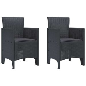 vidaXL Garden Chair 2 pcs Anthracite 53 x 49 x 85 cm PP