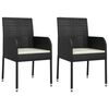 vidaXL 3 Piece Garden Dining Set with Cushions Black Poly Rattan