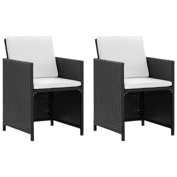 vidaXL 5 Piece Outdoor Dining Set with Cushions Poly Rattan Black