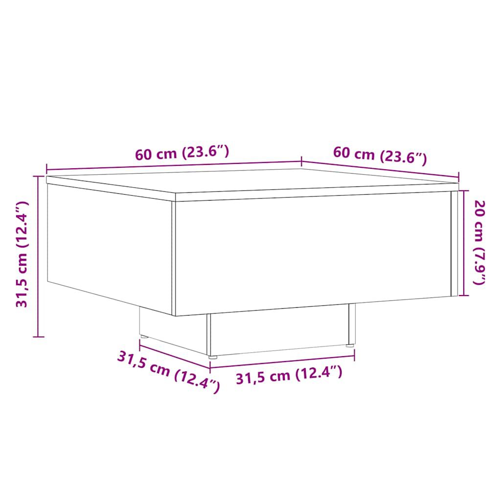 vidaXL Coffee Table Artisan Oak 60x60x31.5 cm Engineered Wood