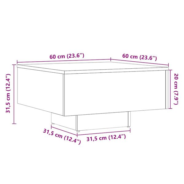 vidaXL Coffee Table Artisan Oak 60x60x31.5 cm Engineered Wood