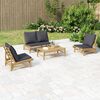 vidaXL 4 Piece Garden Lounge Set with Dark Grey Cushions Bamboo