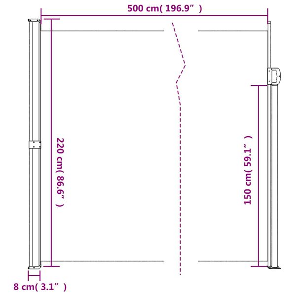 vidaXL Retractable Side Awning Anthracite 220x500 cm