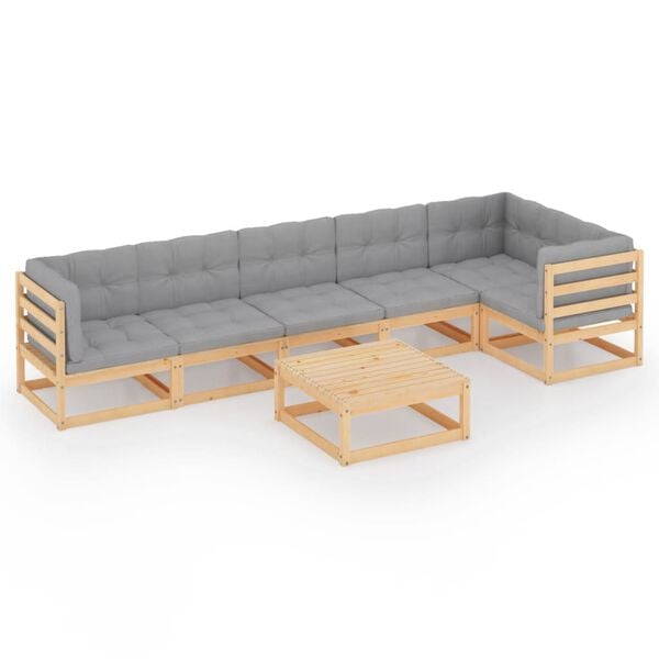 vidaXL 7 Piece Garden Lounge Set with Cushions Solid Pinewood