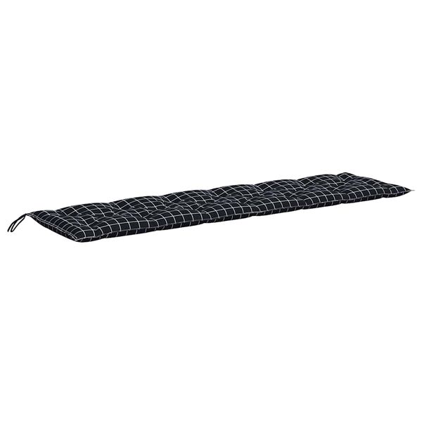 vidaXL Garden Bench Cushions 2 pcs Black Check Pattern 150x50x7 cm Fabric