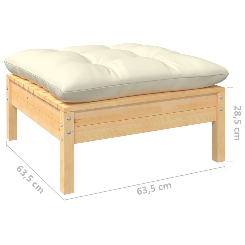 vidaXL 6 Piece Garden Lounge Set with Cream Cushions Pinewood