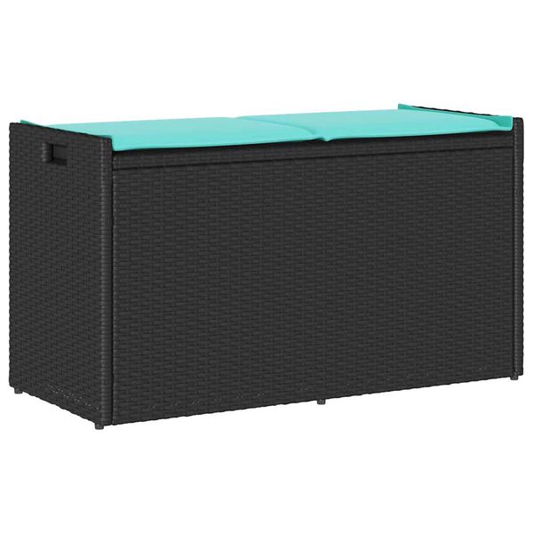 vidaXL Outdoor Storage Bench with Cushion Black 100 cm Poly Rattan