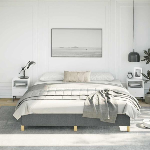 vidaXL Bed Frame without Mattress Dark Grey 193x203 cm King Fabric