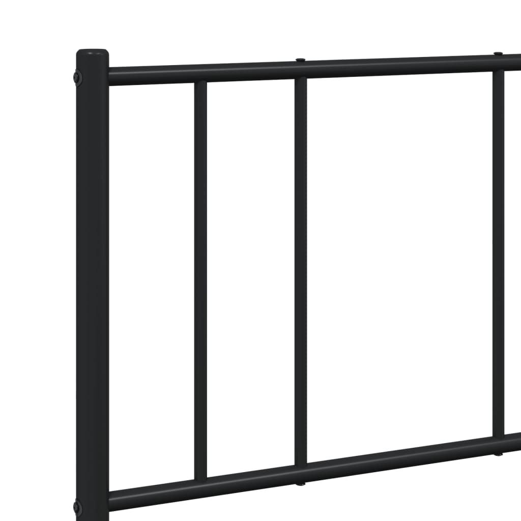 vidaXL Metal Bed Frame without Mattress with Headboard Black 135x190cm