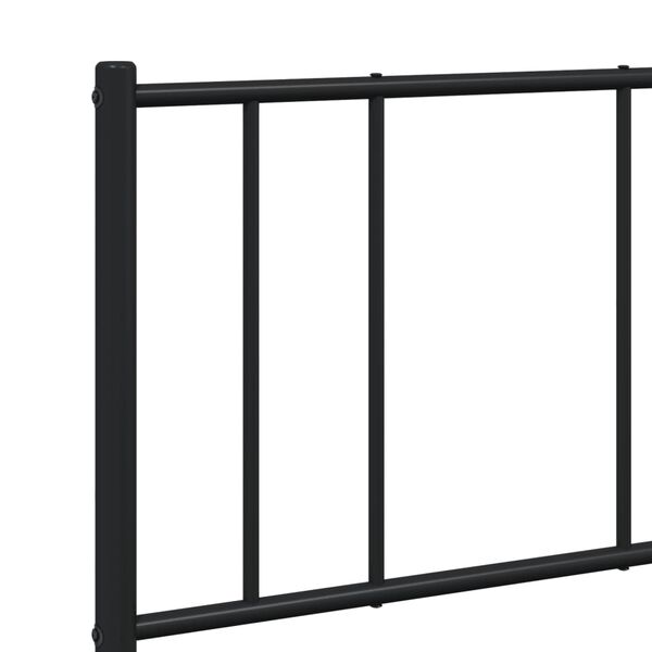 vidaXL Metal Bed Frame without Mattress with Headboard Black 135x190cm