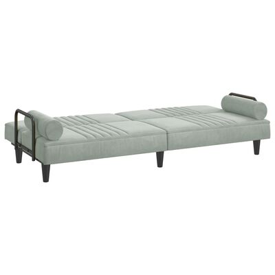 vidaXL Sofa Bed with Armrests Light Grey Velvet