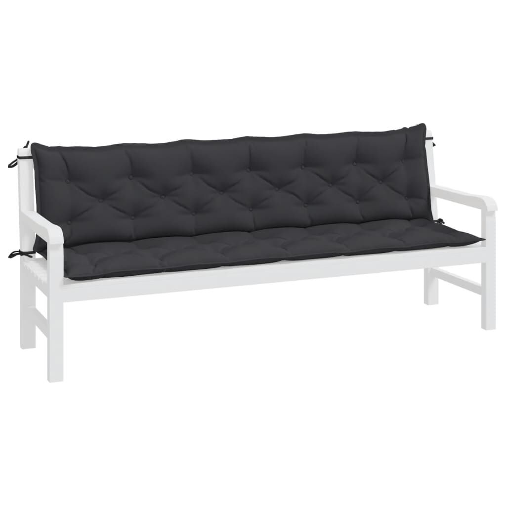 vidaXL Garden Bench Cushions 2pcs Black 200x50x7cm Oxford Fabric