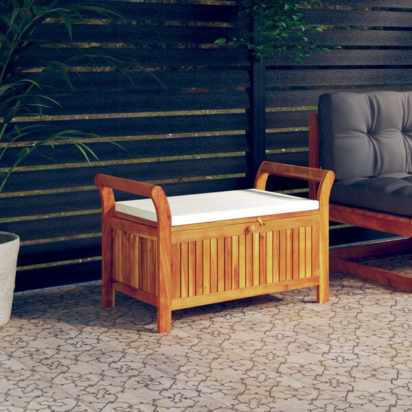vidaXL Garden Storage Bench with Cushion 91 cm Solid Wood Acacia