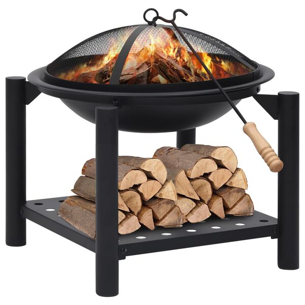 vidaXL Fire Pit with Poker 54x54x55 cm Steel