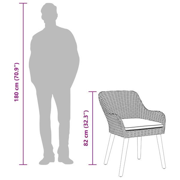 vidaXL Garden Dining Set with Cushion 7 pcs Black Poly Rattan