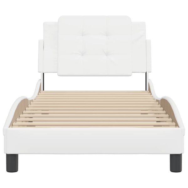 vidaXL Bed Frame without Mattress "Zadar" White 100x190 cm Faux Leather