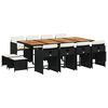 vidaXL 13 Piece Garden Dining Set with Cushions Black Poly Rattan