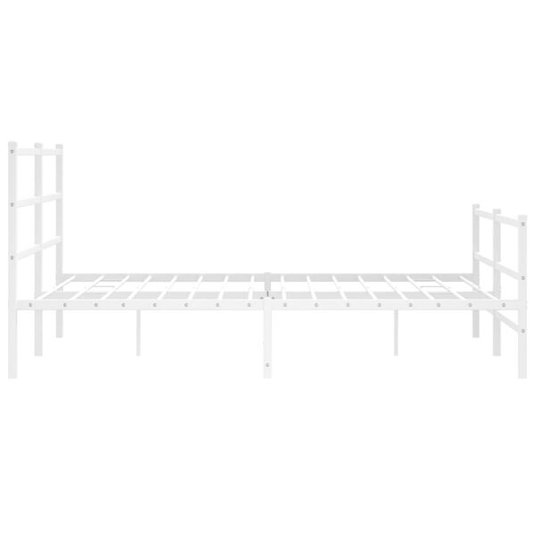 vidaXL Metal Bed Frame without Mattress with Footboard White 150x200cm