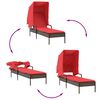 vidaXL Sun Loungers 2 pcs with Canopies and Table Brown Poly Rattan