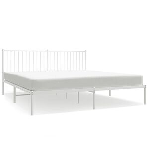 vidaXL Metal Bed Frame without Mattress with Headboard White 183x213cm
