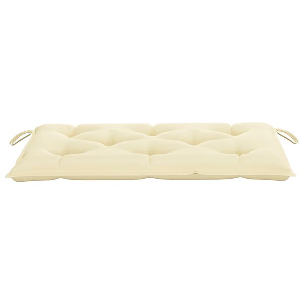vidaXL Garden Bench with Cream White Cushion 112 cm Solid Teak Wood
