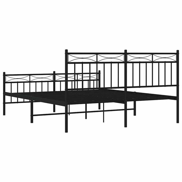 vidaXL Metal Bed Frame without Mattress with Footboard Black 150x200cm