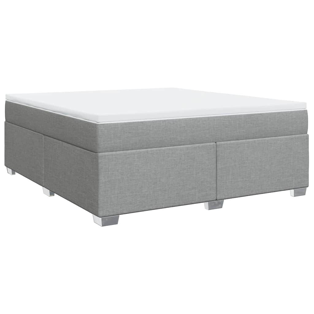 vidaXL Box Spring Bed with Mattress Light Grey California King Fabric