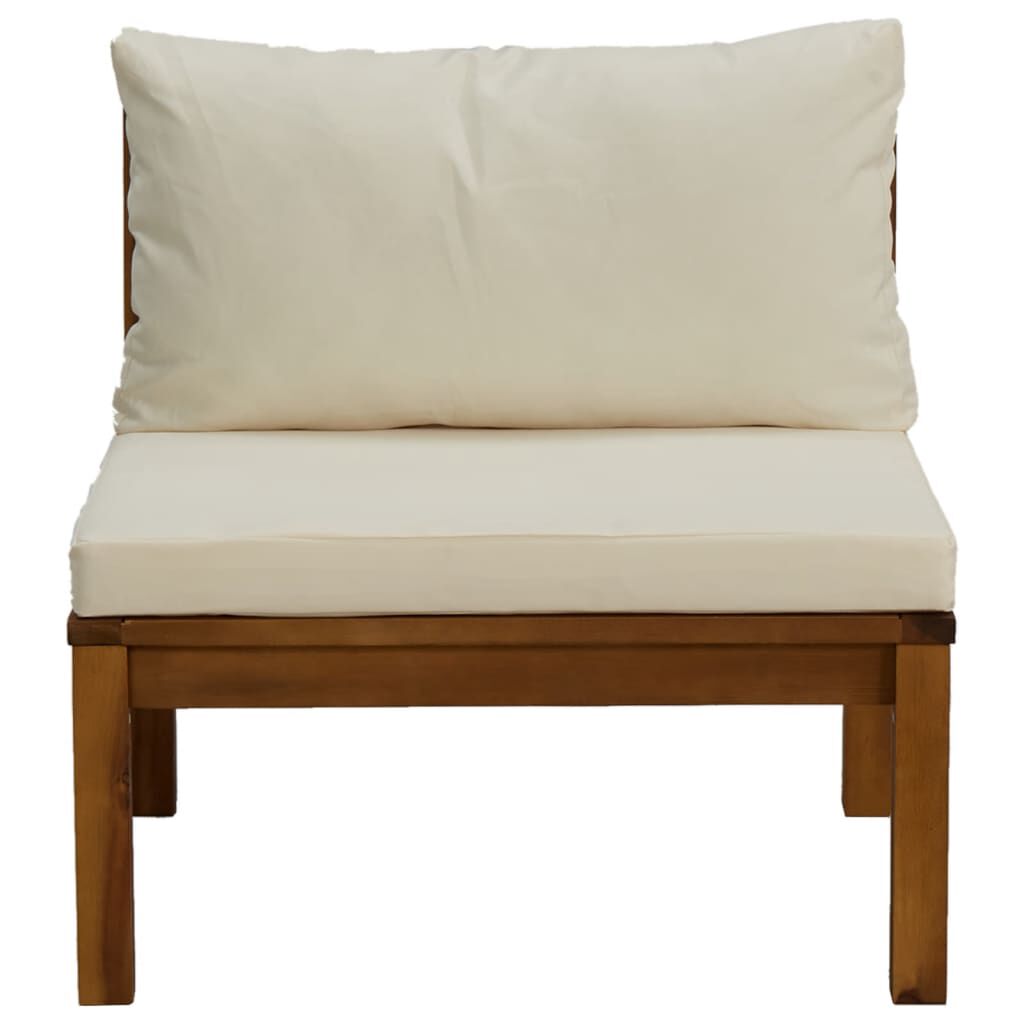 vidaXL Sectional Middle Sofa with Cream White Cushion Acacia Wood