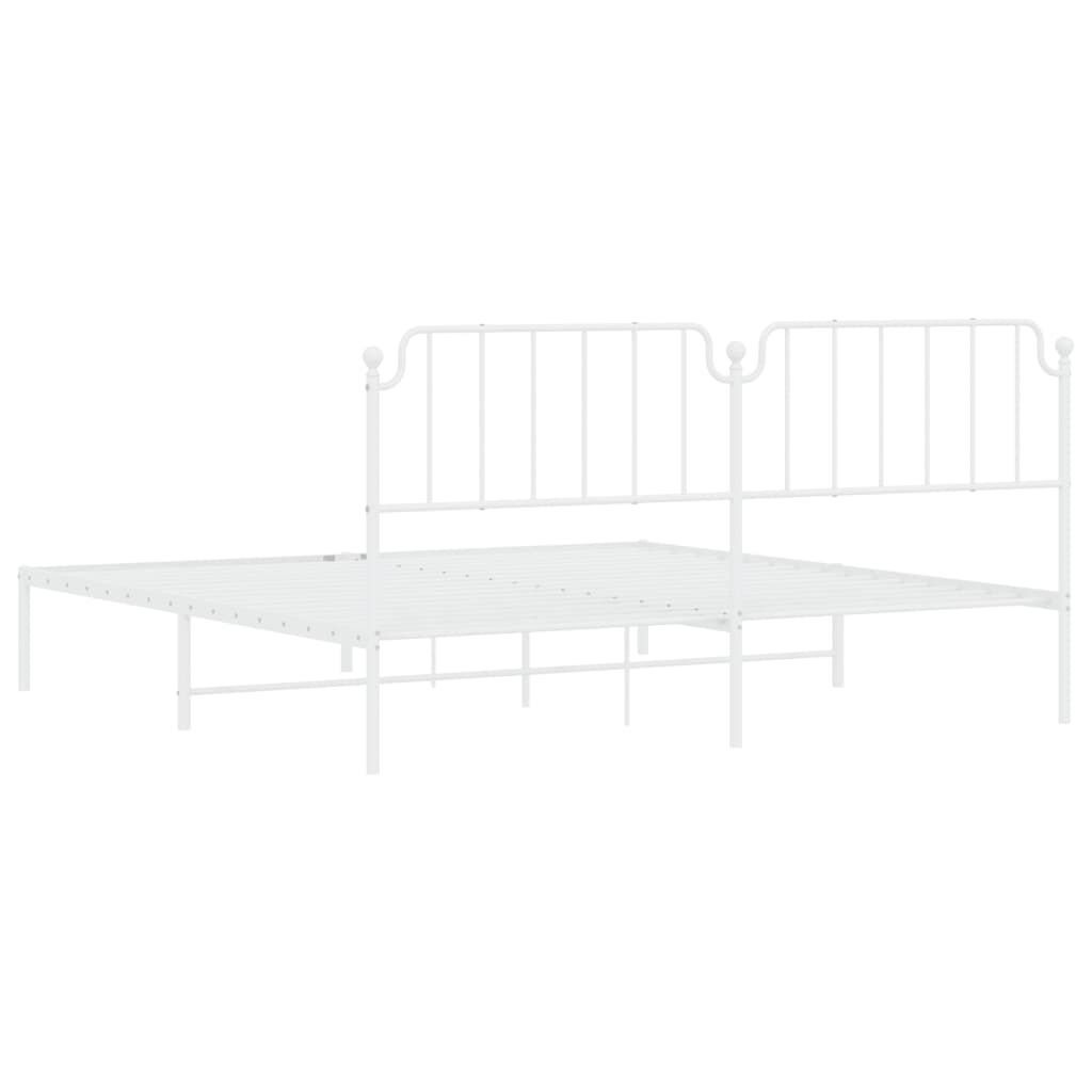 vidaXL Metal Bed Frame without Mattress with Headboard White 193x203cm