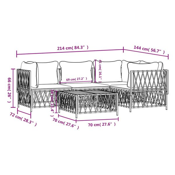 vidaXL 5 Piece Garden Lounge Set with Cushions Anthracite Steel