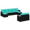 vidaXL 9 Piece Garden Sofa Set with Cushions Black Poly Rattan