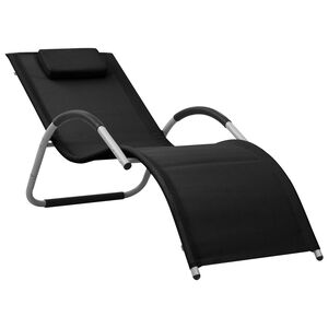 vidaXL Sun Lounger Textilene Black and Grey
