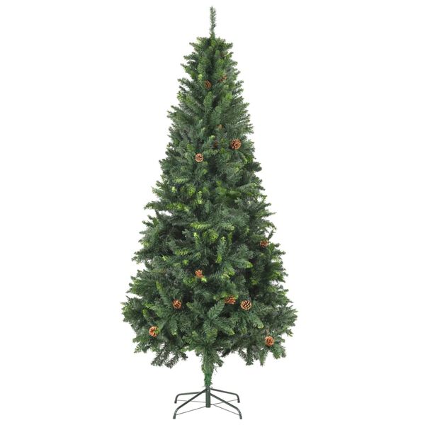 vidaXL Artificial Christmas Tree with Pine Cones Green 210 cm