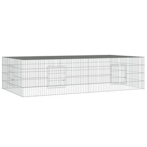 vidaXL 2-Panel Rabbit Cage 220x110x55 cm Galvanised Iron