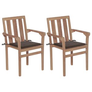 vidaXL Garden Chairs 2 pcs with Taupe Cushions Solid Teak Wood
